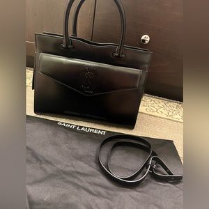 YSL Saint Laurent Uptown Medium Box Leather Top-Handle Bag
